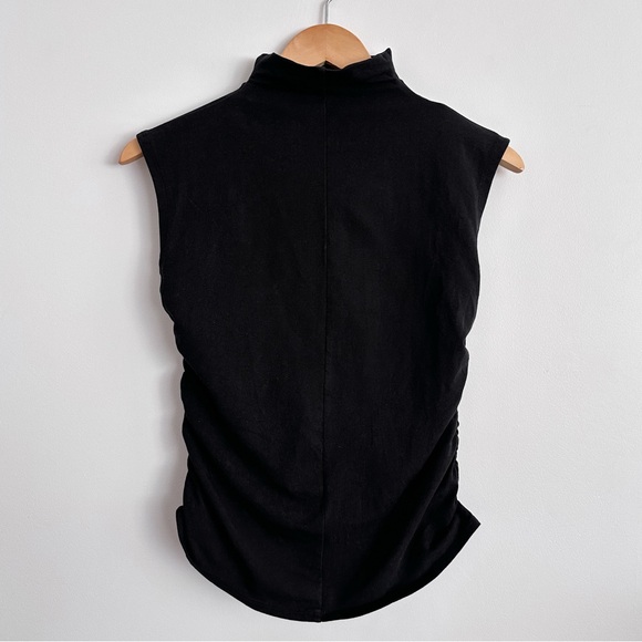 Quince Stretch Cotton Jersey Sleeveless Mock Neck Top in Black size M Medium - Picture 5 of 6